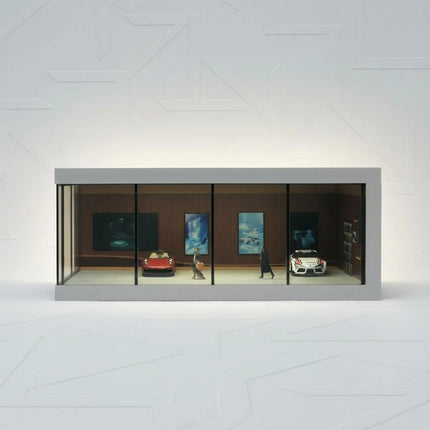 1/64 Scale Display Box Clear View LED Lit Model Display Box Acrylic Car Case Scene Design Diecast Car Showcase Easy to Assemble