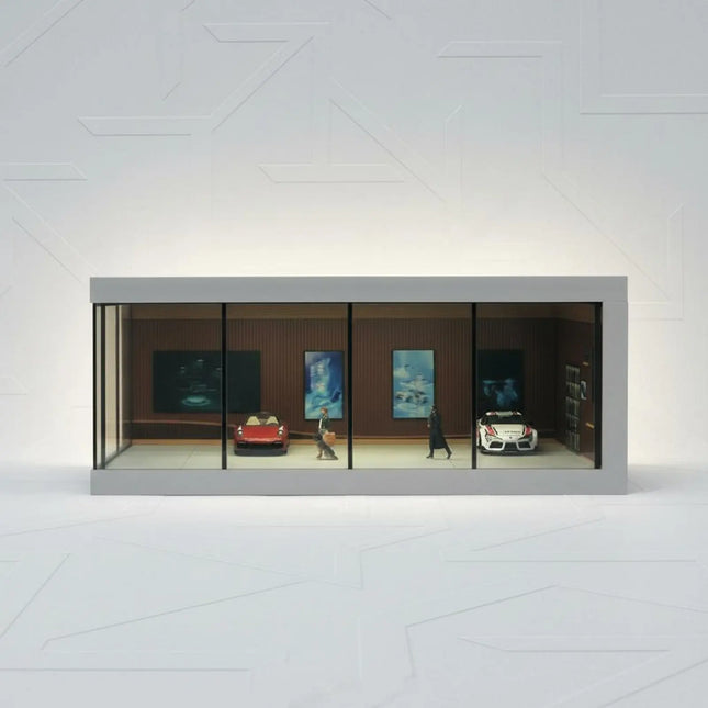 1/64 Scale Display Box Clear View LED Lit Model Display Box Acrylic Car Case Scene Design Diecast Car Showcase Easy to Assemble