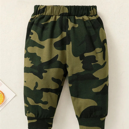 0-18 Months Newborn Baby Boy 3PCS Clothes Set Letters Print Short Sleeve Romper + Camouflage Pants with Hat Casual Outfit