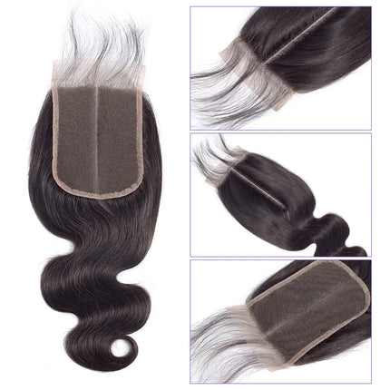 Body Wave 2x6 Lace Closure Brazilian Human Hair  100% For Women Natural Color
