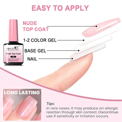 10ml Soak Off Nude Pink Top Coat for Nails UV Gel Polish Semi Permanent Functional Manicure Top Coat Nail Art Design Tool