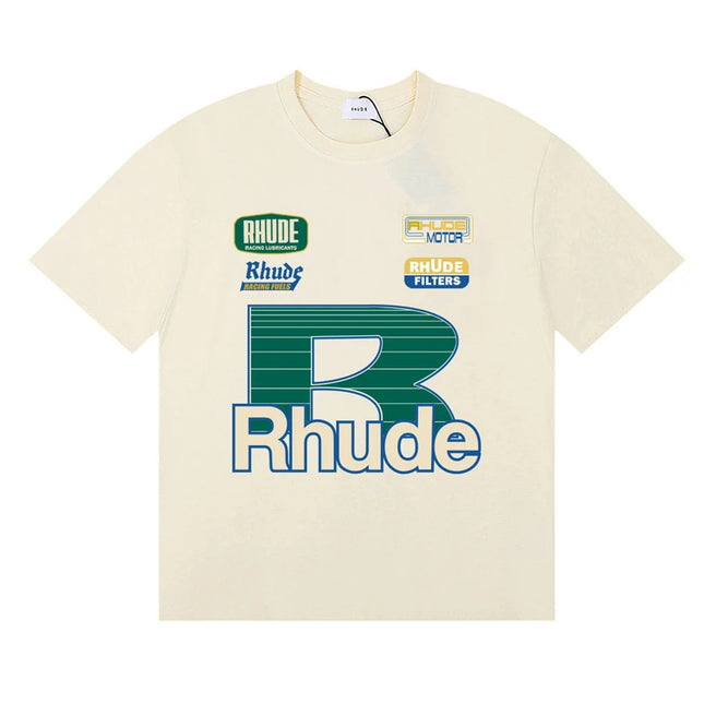 Streetwear Trend Rhude T-shirt Casual Logo Print Short Sleeve Summer Men Women High Quality Cotton Top Tee
