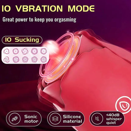 Simulation Rose Vibrator Women Sex Toys G-Spot Clitoral Nipple Stimulator ﻿There are 10 Sucking and Vibration Modes Couple Toys