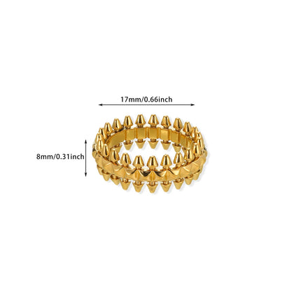 2025 Design Style Riveted Bullet Stainless Steel Rings For Women Punk Gold Color Creative Ring Broad Surface Finger Jewelry Gift