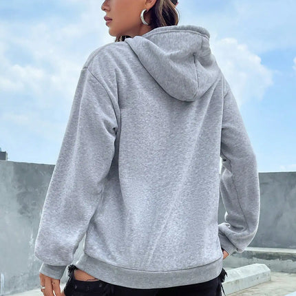 Solid Color Casual Hoodie For Female Pocket Creative Hoody All-Match Street Clothes Womens Fleece Unisex Pullovers