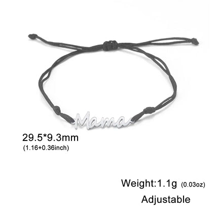 Skyrim Stainless Steel Gold Color Mama Letter Beads Charm Bracelet Red Rope Bracelets Women Waterproof Jewelry Mother's Day Gift