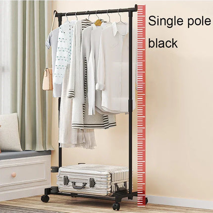 Double-Rod Clothes Rack Clothes Rack With Hooks Hanging Clothe Organizer For Bedroom Movable Bedroom Clothing Hanger With Wheels