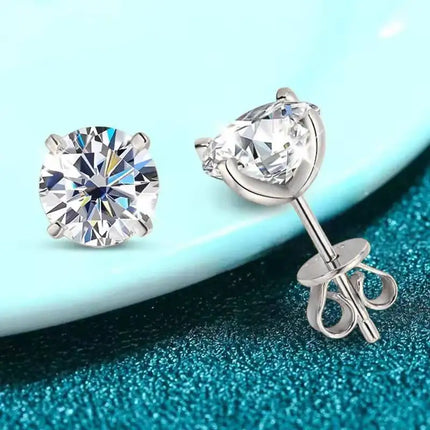 JoiasHome Pure 925 Silver Rose Gold 0.2-3CT Moissanite Stud Earrings Women Sparkling Wedding Fine Jewelry
