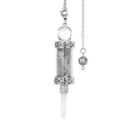 KFT Natural Healing Crystal Pendulum for Divination Dowsing Wishing Bottle Stone Pendant Hexagonal Rock Quartz Pendulum Balanced
