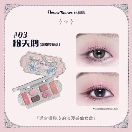Flower Knows Strawberry Rococo Moonlight Mermaid Jewel Eyeshadow Palette 5 Colors Pearlescent Mashed Potatoes 2023