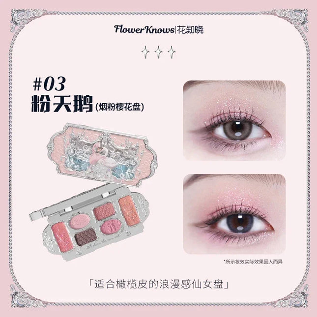 Flower Knows Strawberry Rococo Moonlight Mermaid Jewel Eyeshadow Palette 5 Colors Pearlescent Mashed Potatoes 2023