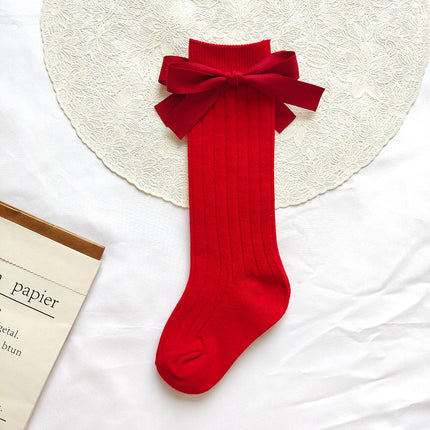 14 Colors Princess Girls Long Sock Big Bowknot Infant Baby Stockings Kids Cotton Sock Knee High Breathable Soft Children Socken