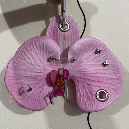 Exquisite Phalaenopsis Orchid Lily Keychain Creative Simulation Flower Bag Pendant Fashion Backpack Decoration Accessories Gifts