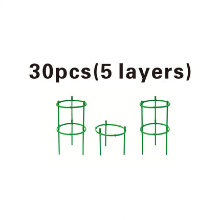 30/60/90pcs Adjustable 5/10/15 Tier Plastic Plant Support Rings - Stackable Green Plaid Design, Lightweight Durable & Easy to