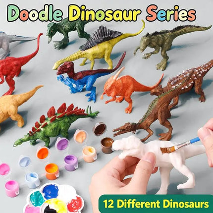 SU 1Set Children Educational Handmade Painting Colorful Dinosaur Toys DIY Painted Graffiti Dinosaur White Embryo Animals Model