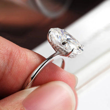 Certified 4.5CT Oval All Moissanite Engagement Rings for Women 925 Sterling Silver Sparkling Lab Diamond Wedding Ring Jewelry