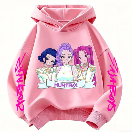 Korean Wave Demon Hunter Printed Autumn/Winter New Style Children's Hooded Sweatshirt Boys and Girls Casual Loose Top