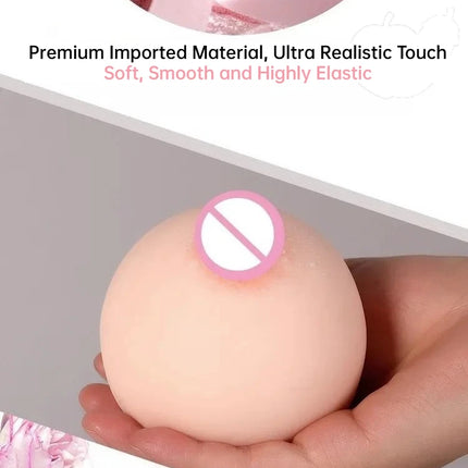 Realistic TPE Breast Masturbator 260g Portable Boob Ball Male Pocket Pussy - Lifelike Titjob & Vaginal Sex Toy for Men Adult 18+