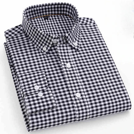 High Quality 100% Cotton Fashion Korena Popular Plaid Shirts for Men Slim Fit Formal Casual Shirt Trends Elegant Office Clothes