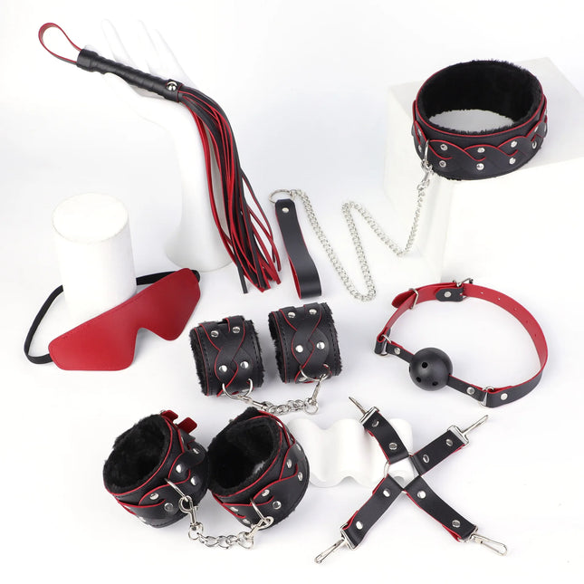 Punk Gothic Sexy Style Erotic Sex Toys For Women Adults Games Nylon Bondage BDSM Kits Handcuffs Sex Whip Mouth Gag Blindfold