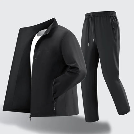 CHUJIE Men's spring and autumn fashionable and comfortable sports suit, casual jacket and pants two-piece loose suit
