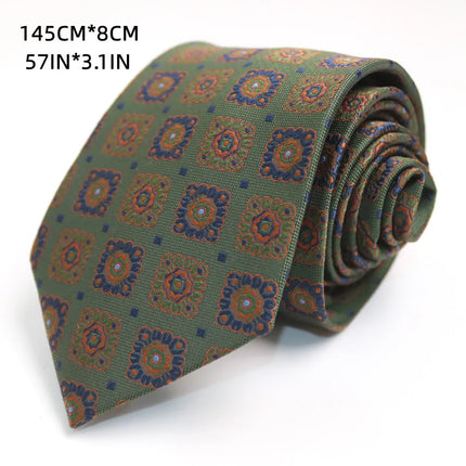 Green Deep Military Green Tie Floral Pattern Artistic Personality Student Uniform Tie Accessories Personality Trend Casual Daily