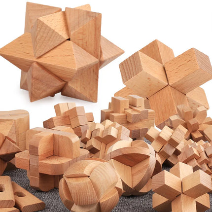 Wooden Luban Lock Unlock Interlocking Puzzle Rompecabezas IQ Test Brain Teaser Game For Adults And Kids Educational Toys