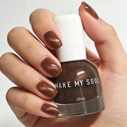 S168 Bronze 10ml No-Bake Cat Eye Nail Polish. Crystal Berry color series base with berry red fragments. Quick-drying