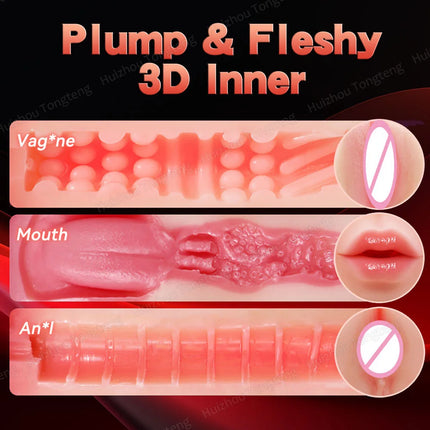Male Masturbator 3 Sleeves Pocket Pussy Penis Pump with 9 Sucking & 9 Vibrating APP Control Mens Sex Toy Adult Sex Toys for Men