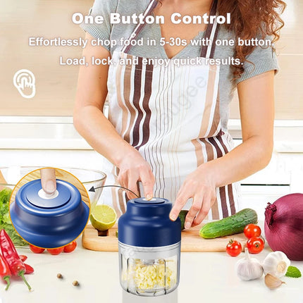 Electric Garlic Chopper USB Rechargeable Kitchen Food Meat Processor Mini Spices Grinder 320ml Cordless Portable Garlic Masher