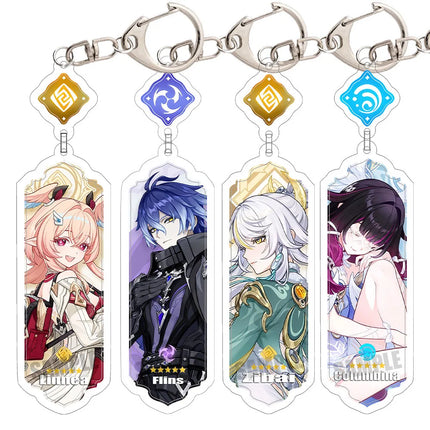 Anime Keychain Linnea Flins Durin Mualani Furina Arlecchin Key Chain Accessories Genshin Impact Cute Bag Pendant Key Ring Gift