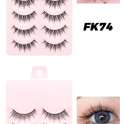 DINGSEN 5 Pairs Manga Lashes Eyes Lashes Soft Natural Long Eyelashes Fake Lashes Anime Wispy Strip False Eyelashes Makeup