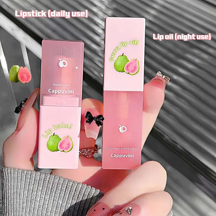 Guava Lip Care Set Fade Liplines Moisturizing Lip Balm Kit Hydrating Lip Gloss Relieve Dryness Soothing Lips Jelly Lips Mask Set