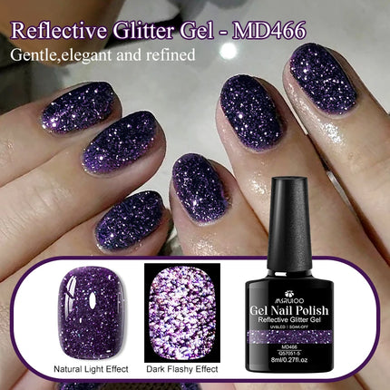 8ml Reflective Glitter Gel Nail Polish Nail Art Shiny Effect Semi Permanent UV  LED Gel Varnish Manicure DIY Nail Supplies