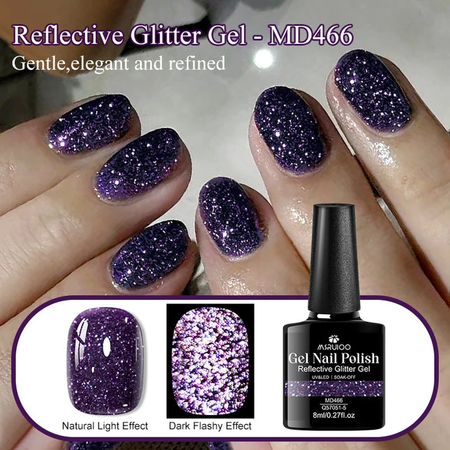 8ml Reflective Glitter Gel Nail Polish Nail Art Shiny Effect Semi Permanent UV  LED Gel Varnish Manicure DIY Nail Supplies