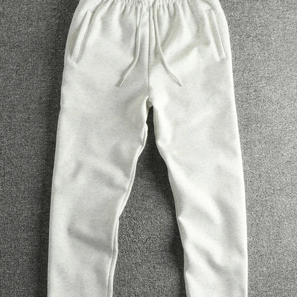 2025 Autumn New American Retro Solid Color Knitted Sweatpants Men's Simple Elastic Waist Drawstring Sport Casual Loose Pants