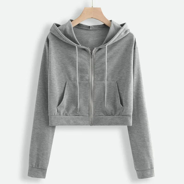 Spring Autumn Collection Women's Hooded Sweatshirt Korean Style Sport Jacket Trendy Fleece-lined Cardigan Zip-up Winter Decor