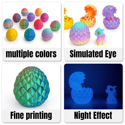 3D printed toys, artistic dragon egg sculptures, hatching dragon babies, modern home decor, mini desktop decorations, gifts