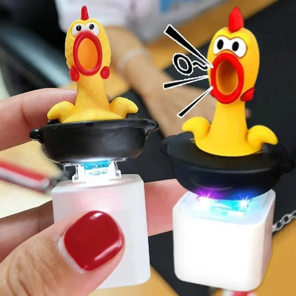 Funny Screaming Chicken Keychain Sound Light Press Button Stress Relief Fidget Toy Cute Bag Pendant Novelty Gift