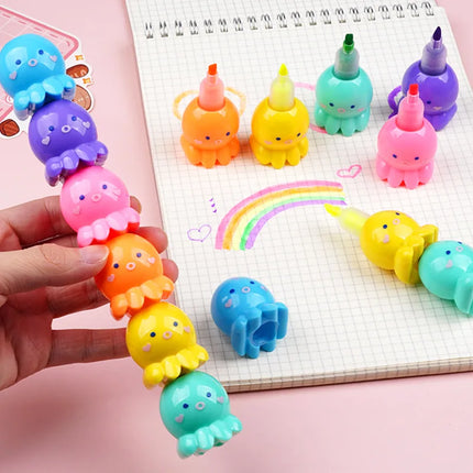 1pcs Creative 5 Color Highlighter Cartoon Cute Shape Highlighter Creative Students Make Hand Account Marker