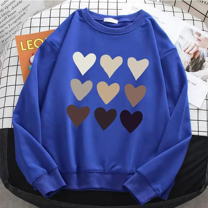 Fashion Womens Love Heart Y2k Hoodies Basic Warm Fleece Sweatshirt Soft 90s O-Neck Pullover Casual Female Clothes