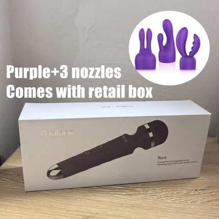 Nalone Powerful Vibrator Optional 3 Nozzles USB Recharge Magic Wand AV Vibrator Massager Vibration Dildo Adult 18+ Women Sex Toy