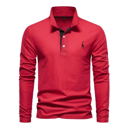 Spring New Style Men's Cotton POLO Shirt Casual Long Sleeve Turn-down Collar Embroidery Deer Fashionable Breathable Polo Top