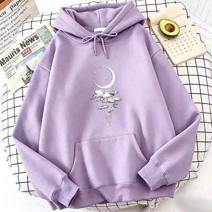 Fashion Moon Harajuku Print Hoodies Spring Autumn Winter Casual Hoodies Sweatshirts Men Women Tops Vintage Hoodie Sweatshirt