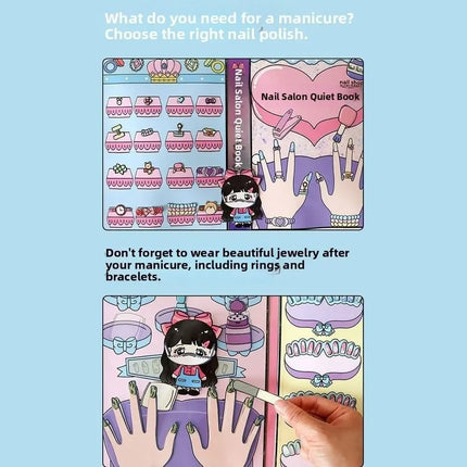 Developmental 3D Nail Shop Quiet Book Creative Homemade DIY Dress Up Puzzle Style Craft Makeup Quiet Book Toddlers