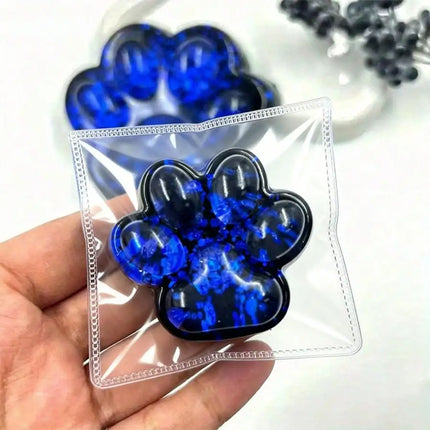 (HefengCL) Black Blue Glitter Cat Paw TPR Squishy Toy, Soft Stress Relief Squeeze Toy,  Ideal Party Favors & Classroom Rewards