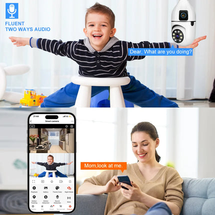 8MP HD PTZ WiFi Dual Lens Dual Screen E27 Bulb Camera Tuya Smart Life Security Video Surveillance Camera Ai Human Auto Tracking