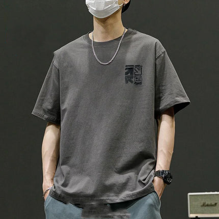 Vintage Short Sleeve Loose Tops Tees Men's Summer New Solid Youth All-match Street Casual T Shirts Fashion Trend Men Clothing