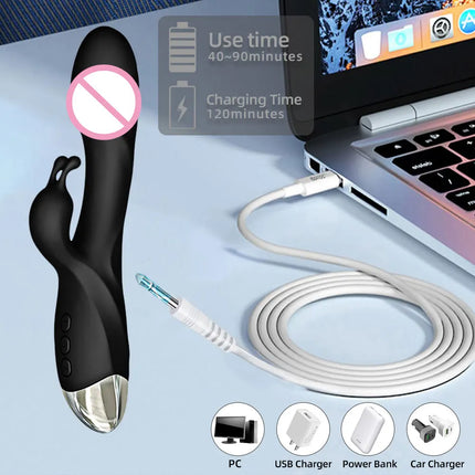 Powerful Rabbit G Spot Vibrator Clitoris Stimulator Vagina Nipple Massage Dildo Female Masturbator Silent Sex Toy for Women 18+