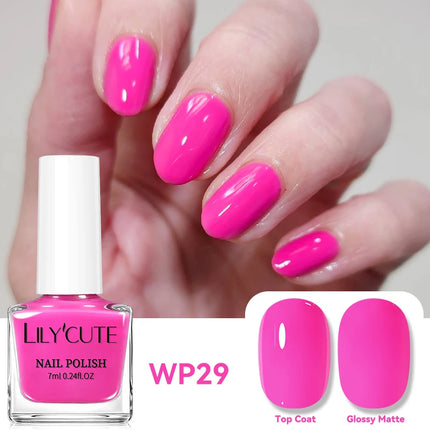 LILYCUTE 7ml Water-based Nail Polish Red Glitter Sequins Long Lasting Quick Drying No Need of Lamp to Cure Vernis for Nails